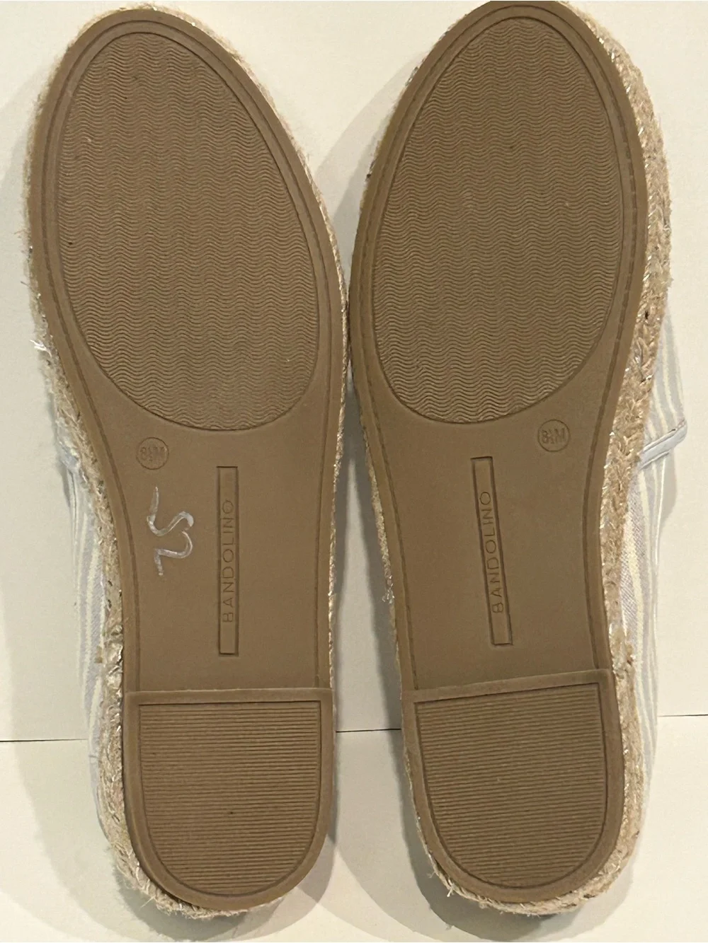 Bandolino Women's Blue Striped Canvas Espadrille Shoes Jute Trimmed Sole